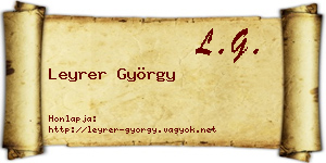 Leyrer György névjegykártya